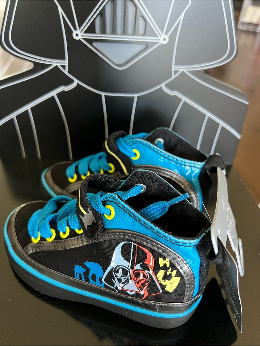 Disney Kids Black and Blue Darth Vader Sneakers Size 8